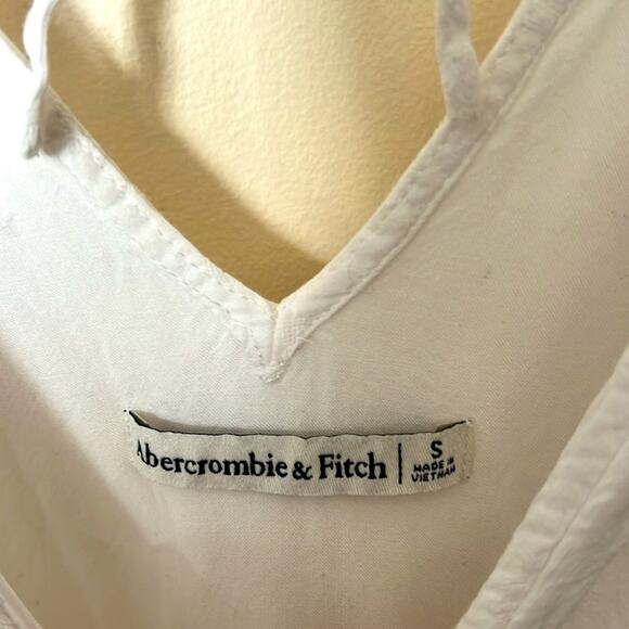 Abercrombie White Cotton Babydoll Mini Dress Tiered Ruffle Sleeves Summer Medium - Picture 8 of 11